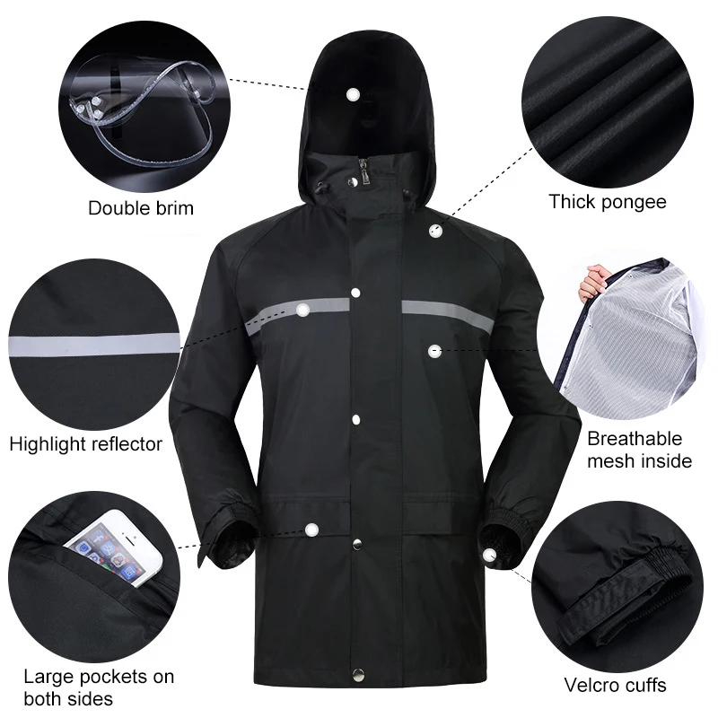 

Newly Rain Suit Jacket & Pants Suit Raincoat Unisex Outdoor Waterproof Anti-Storm Hooded Lightweight Breathable Rain Wear