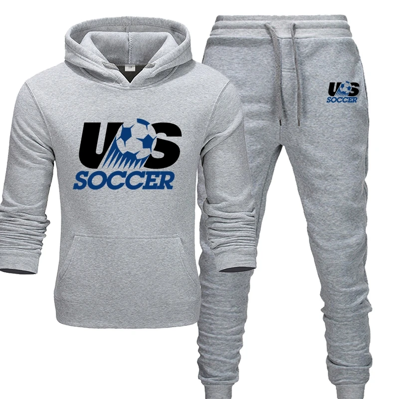 

2022 весенне-осенние хлопковые мужские футбольные спортивные комплекты, спортивный костюм, повседневный костюм с капюшоном, одежда для фитне...