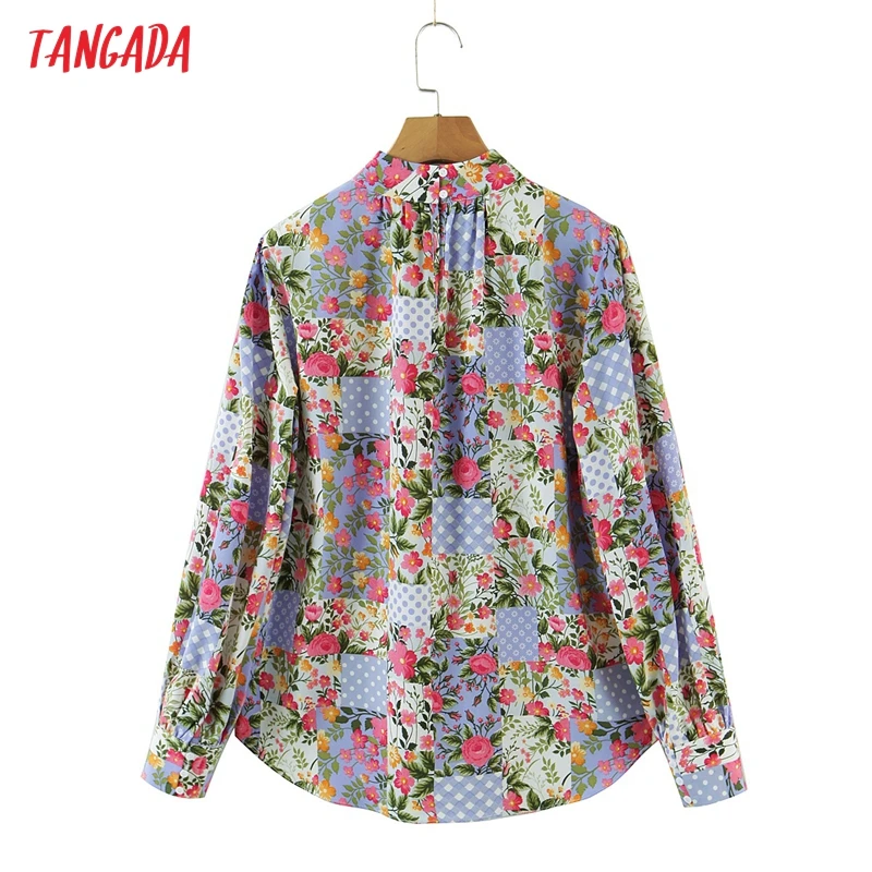 

Tangada Women Vintage Green Leaves Print Long Shirt Long Sleeve 2021 Chic Female Casual Loose Shirt SL161