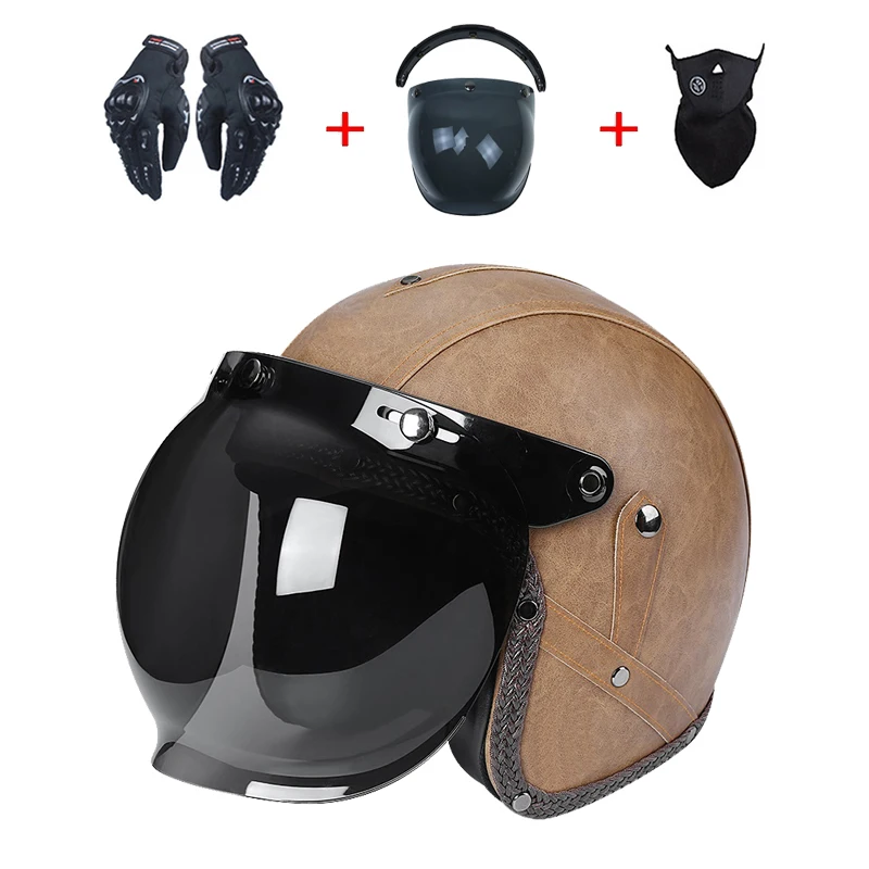 

Open Face 3/4 Helmet Motorcycle Mens Womens Vintage Retro Motorcross Cascos Jet Crash Casque Pilot Cafe Racer Capacete De Moto