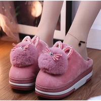 women winter slippers fluffy plush female slipper indoor home shoes casual ladies soft comfort warm shoe woman furry rabbit ears