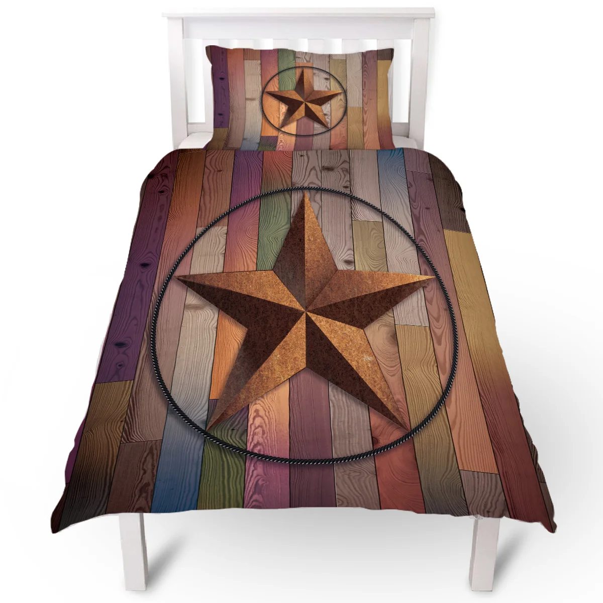 Винтаж блестящие Западный Техас звезда красочные деревянные Пододеяльник