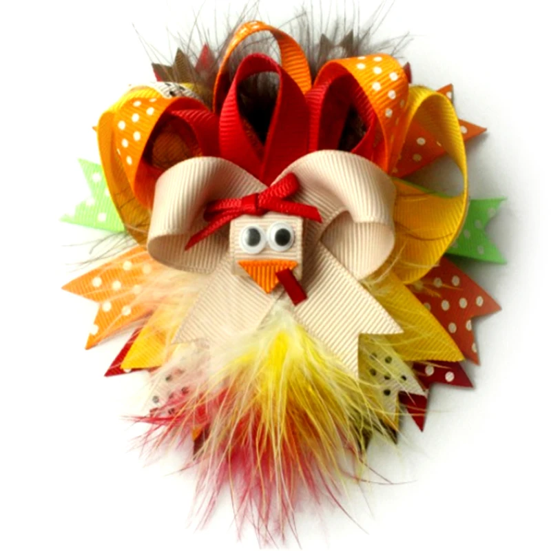 5 дюймов День благодарения девушки банты для волос ободок Мультфильм Птица Дети