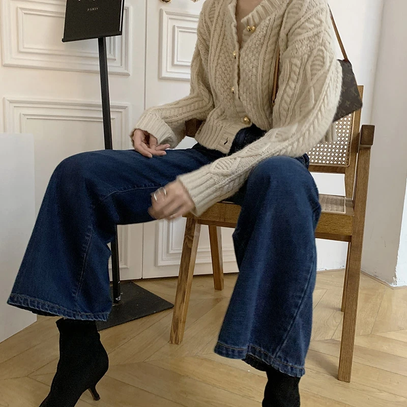 RealShe Осенний женский свитер 2019 круглый вырез длинный рукав пуговицы однотонный