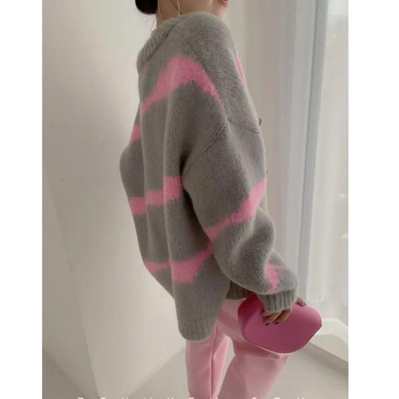 Осень и зима новый толстый вязаный кардиган Harajuku стиль Женская куртка корейская