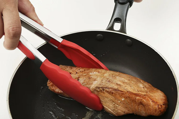 

Silicone BBQ Grilling Tong Salad Bread Serving Tong Non-Stick Kitchen Barbecue Grilling Cooking Tong with Joint Lock