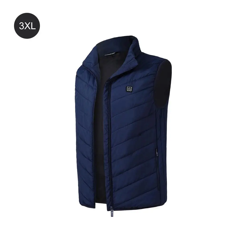 Blue Winter USB Heating Vest Jacket Electric Thermal Clothing Waistcoat For Women Men Outdoor Hiking Camping Cycling - Color: Blue