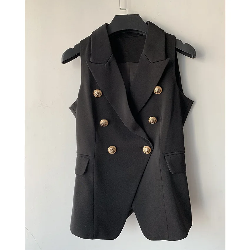 

Wardrobe Women Slim Fashion cotton vest 2020 Decoration Vests Female Sleeveless waistcoat office lady pocket coat