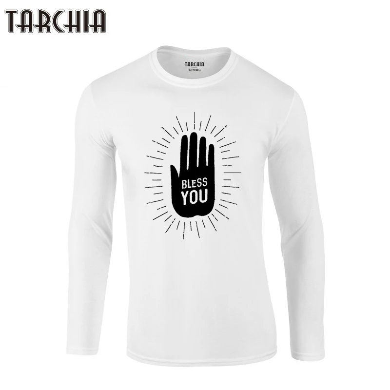 

TARCHIA 2021 New Arrive Fashion Male Bless You T Shirt Tshirt Men's T-Shirt 100% Cotton Plus Size Homme Boy Long Sleeve