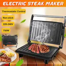 750W Steak Barbecue Machine BBQ Griddle Electric Hotplate Kitchen Appliances Smokeless Grilled Meat Pan Electric Grill
