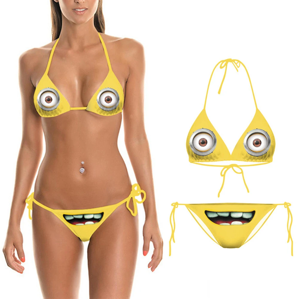 Купальник CLOOCL женский с 3D-принтом, милый пикантный пляжный костюм с бре...