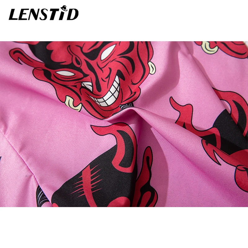 Мужское кимоно с длинным рукавом LENSTID тонкое японское принтом призрака уличная