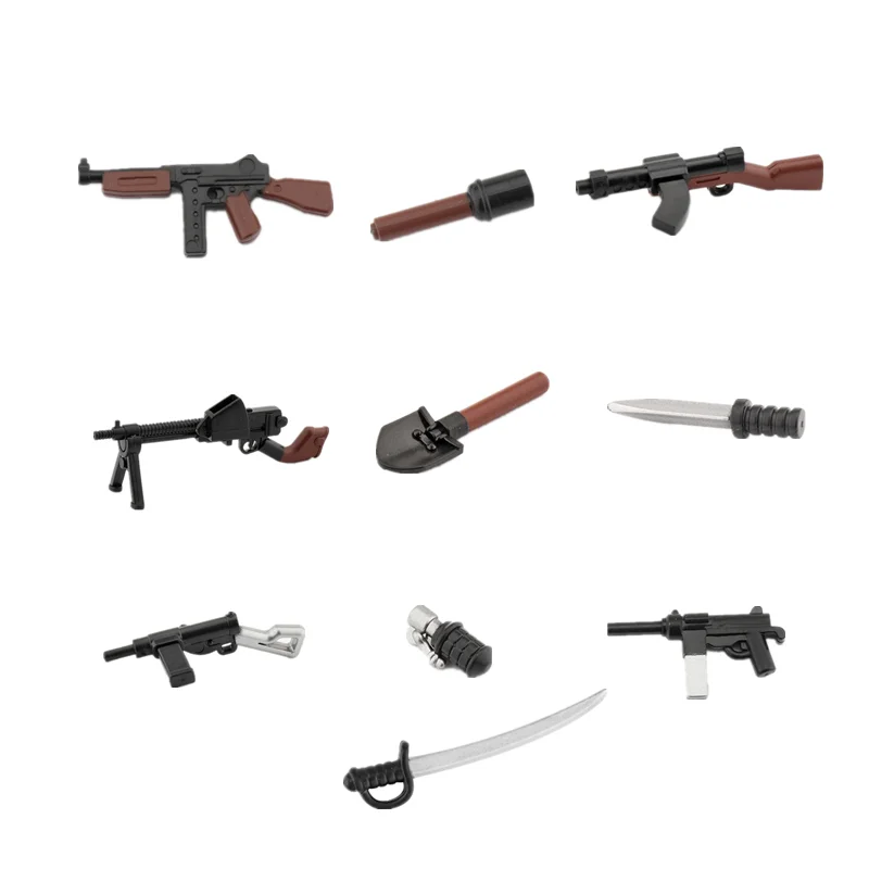 

WW2 Military Weapon Building Block Guns British Japanese US Army Two-color Thomson Submachine Gun M24 M3 Bricks Accessories C222