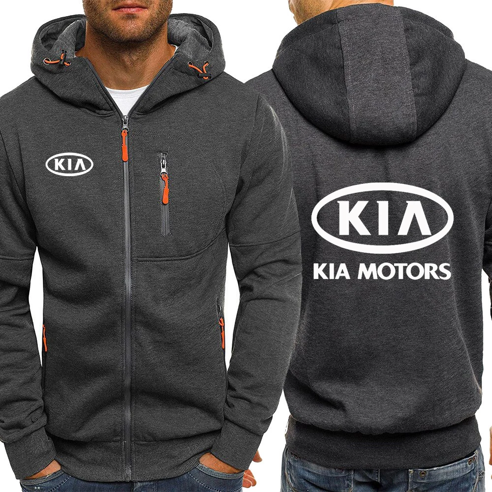 

Unisex Kia Motors Car Logo Print Punk Harajuku Gradient Color Hoodies Man Jacket Zipper Punk Men's Leisure Sweatshirts