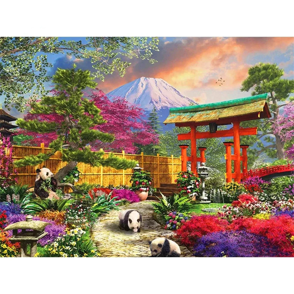 

DIY 5D diamond full painting round diamond landscape diamond embroidery panda animal picture water diamond inlaid Wall Art