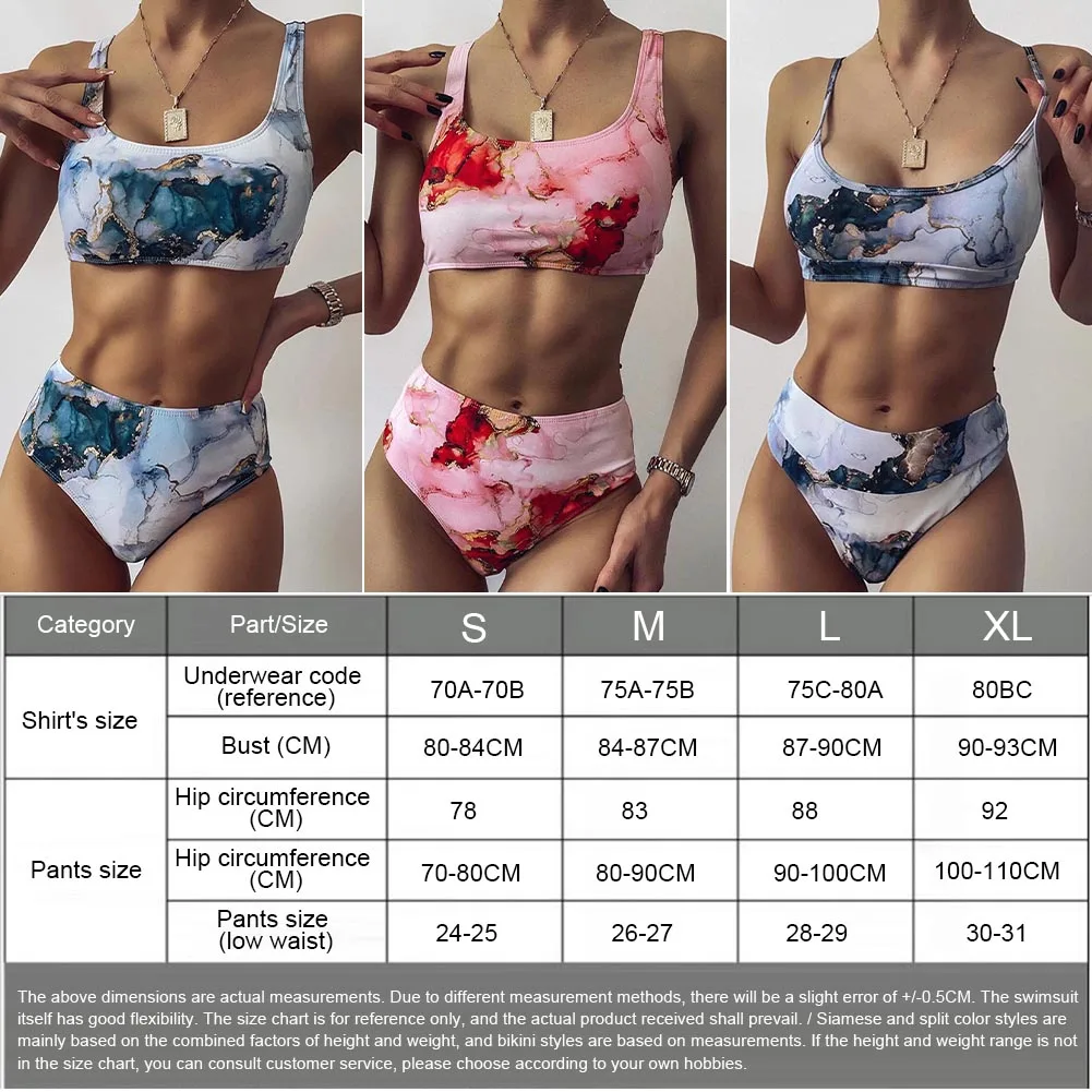 

Tie Dye Bikini 2021 Women Sexy 2 Piece Swimsuit Push Up Sports Top High Waisted Panties Swimwear Bathing Suit Beachwear New Hot