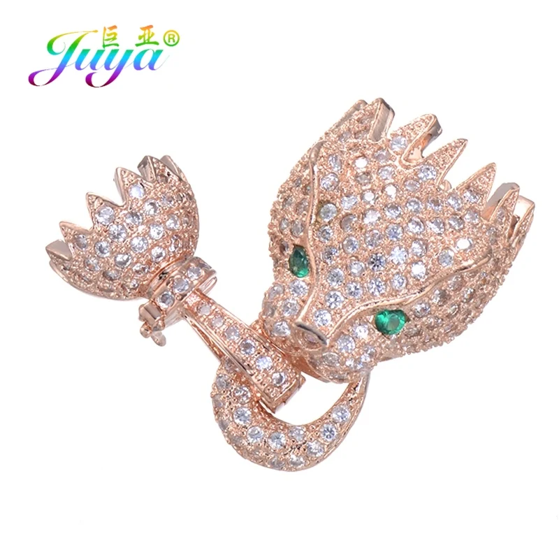 Rose Gold Green Eye Juya DIY бусины ювелирные изделия застежки поставки Леопард застежка для закрывания Дракон застежки для натуральных камней Жемчуг Бисероплетение ювелирных изделий - Цвет: Rose Gold Green Eye