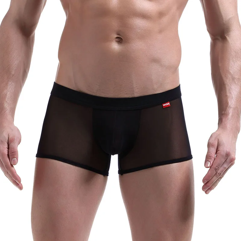Боксеры мужские прозрачные трусы с карманом для пениса пикантное нижнее белье