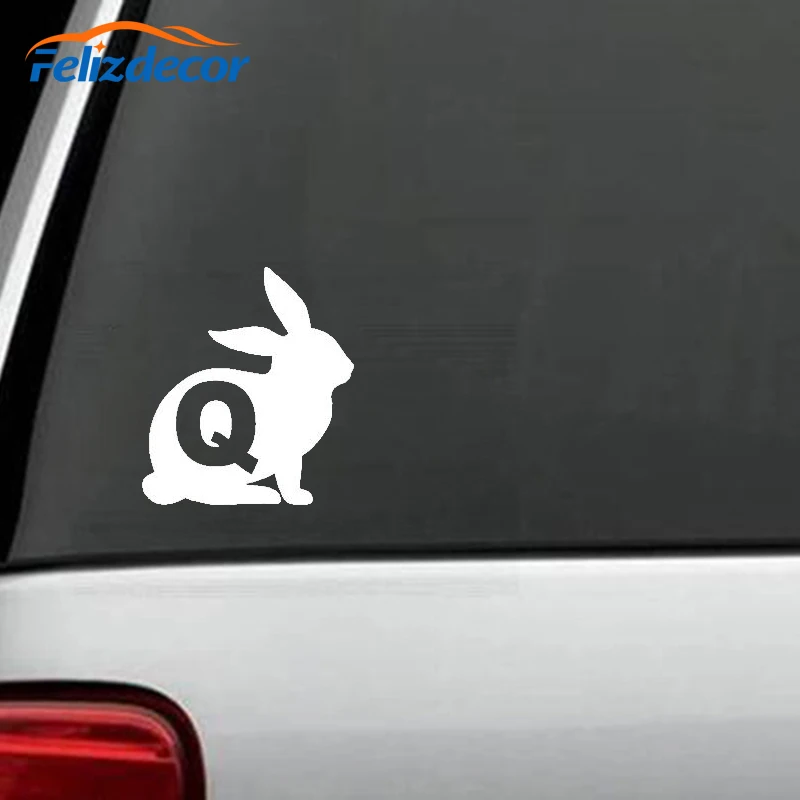 Черно-белый мультяшный милый кролик Автомобильная Наклейка виниловая для окна