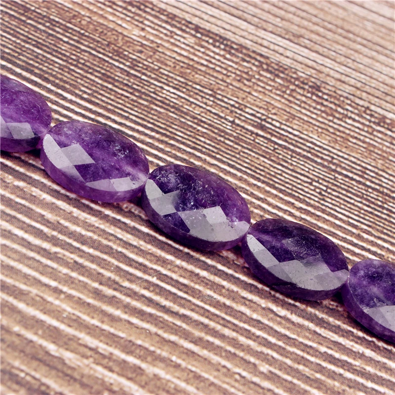 

LanLi Cut face oval amethyst 16X16mm DIY accessories make necklace earrings hand string beads pendant sweater chain