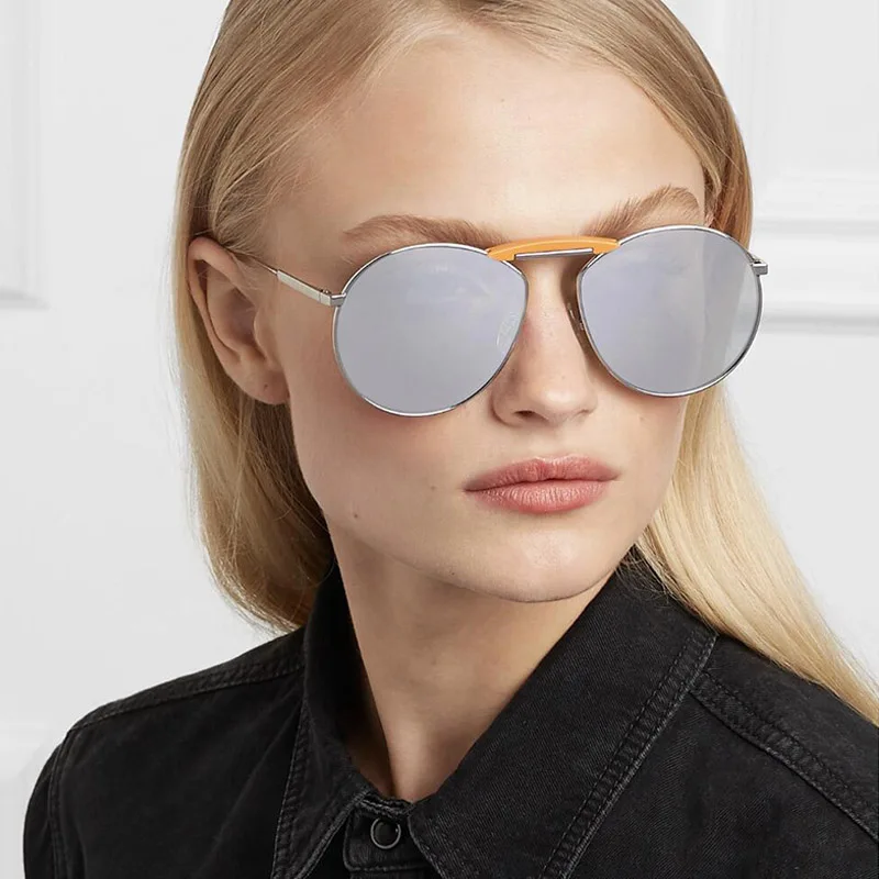 Очки солнцезащитные женские зеркальные авиаторы круглые большие UV400|Женские