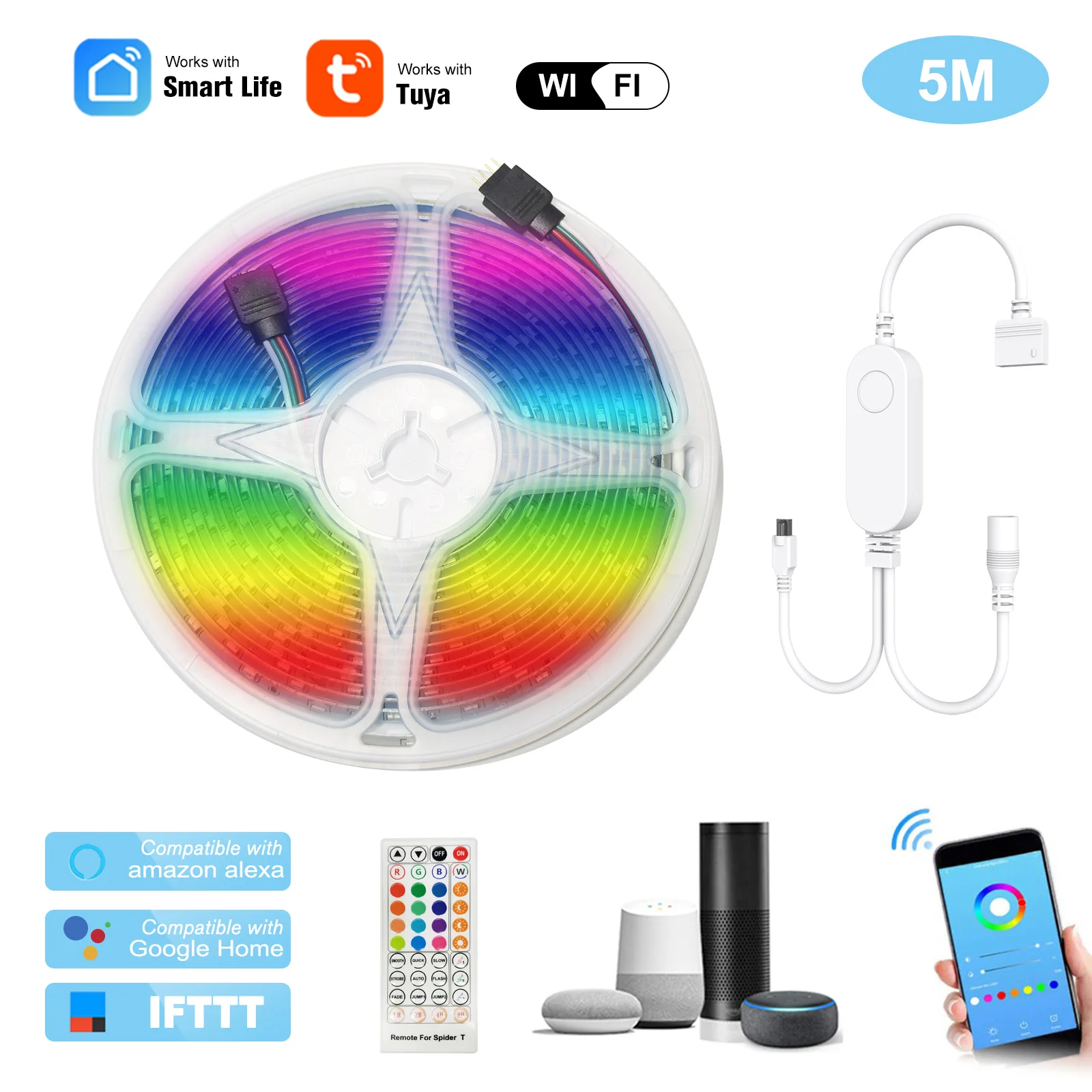 Светодиодная смарт-лента RGB с дистанционным управлением 5/футов | Электроника