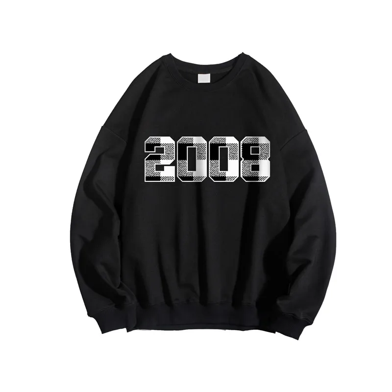 

round Neck Sweater Men's Korean-Style Trendy Autumn and Winter Ins Hong Kong Style Velvet Padded Loose Couple BF Pullover