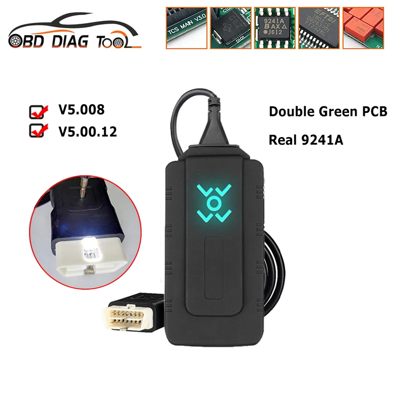 Новейший OBD2 сканер WOW Snooper Bluetooth-совместимый V5.00.12/V5.008 для TCS Pro V3.0 двойной зеленый PCB