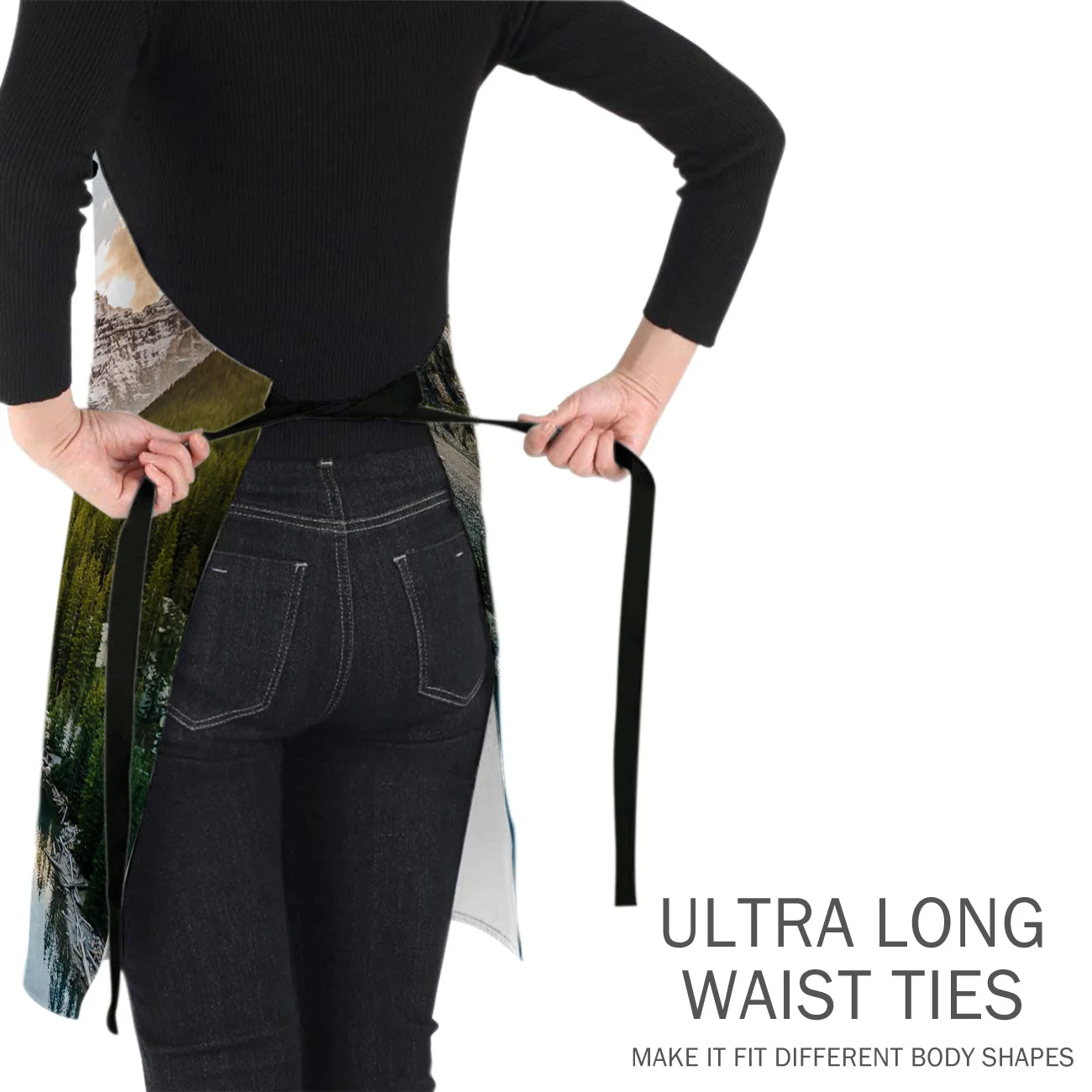 Красивый природный пейзаж горное озеро фартуки Регулируемый Холст Женский