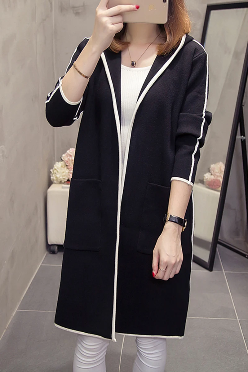 

2019 autumn and winter Mao Ni show-flattering open-and-thin and long-and-long large-size women's sweater abrigos mujer invierno