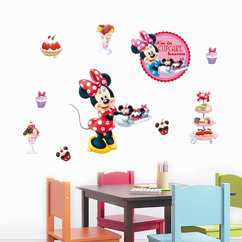 

Cartoon Minnie Cupcake Ice Cream Heaven Wall Decals Kids Rooms Home Decorations Disney Wall Stickers Pvc Mural Art Diy Posters
