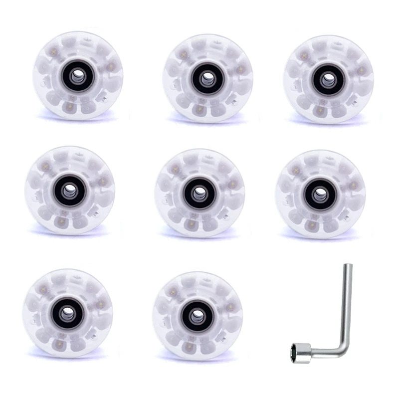 

8 Pack Roller Skate Wheels Luminous Skate Wheels , 82A 58mmx32mm,Quad Roller&Double-Row Roller Skating Accessories
