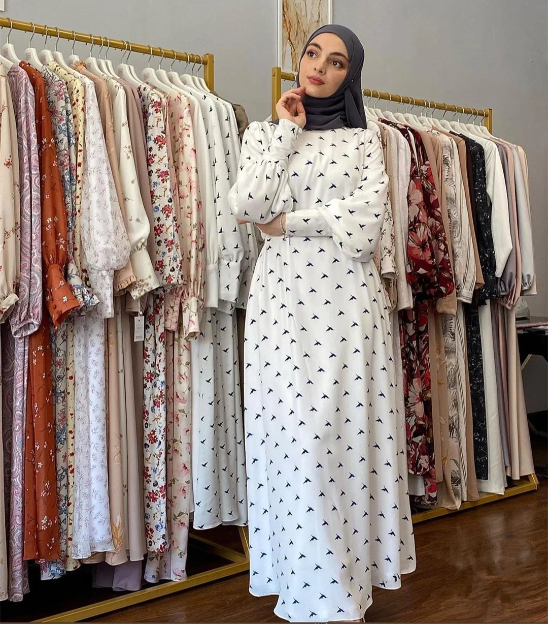 

Muslim Abaya Print Maxi Dress Chiffon Hijab Cardigan Kimono Long Robe Gowns Jubah Middle East Ramadan Eid Arab Islamic