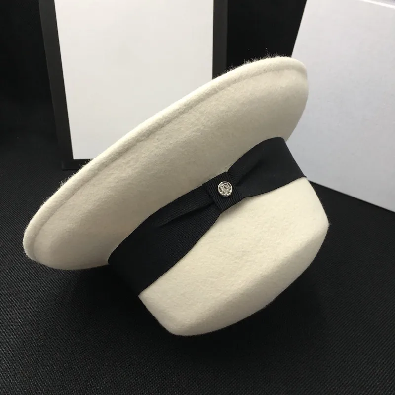 Новая шерстяная белая шляпа женская рыбака темпераментная маленькая фетровая с