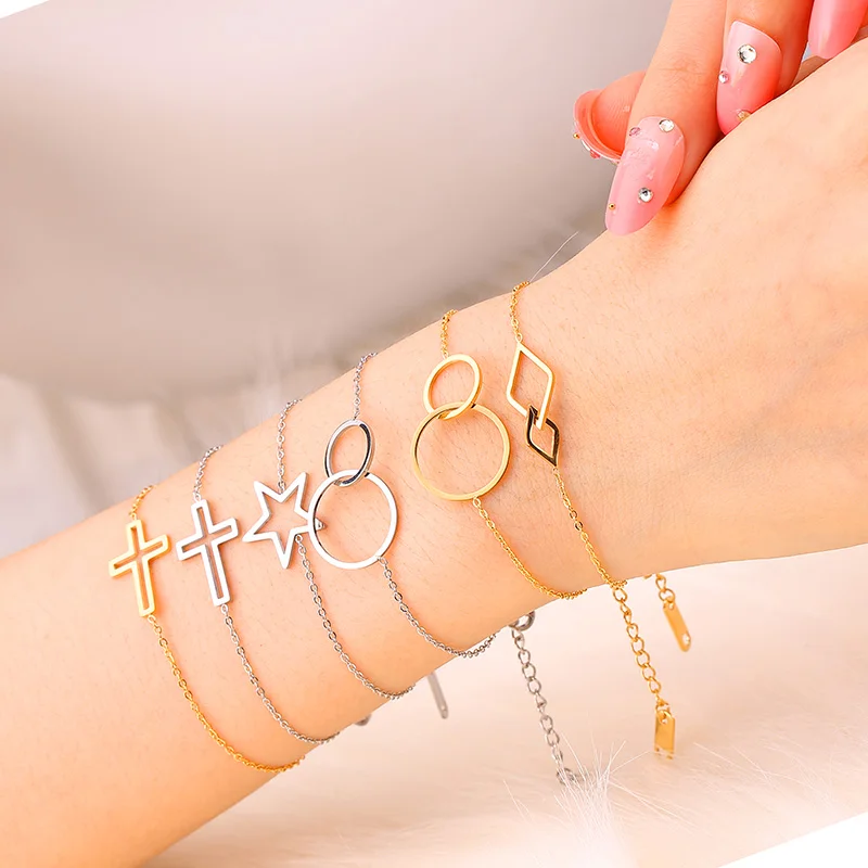 Браслет из нержавеющей стали Женский браслет сердце круглый крест регулируемый