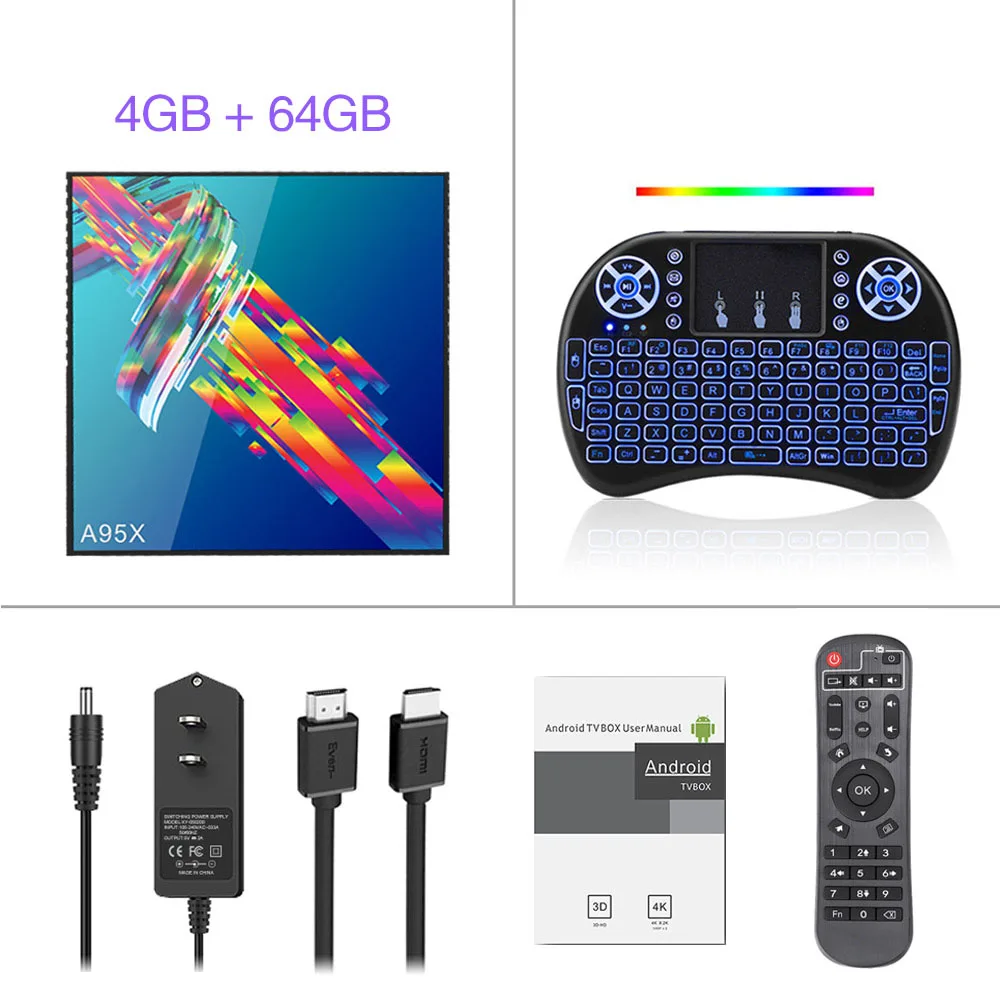 4G 64G i8 backlit A95X R3 ТВ приставка Android 9,0 4 Гб 64 Гб Rockchip RK3318 поддержка 1080p 4K 100M USB3.0 5G двойной Wifi Google Netflix Youtube медиа плей - Цвет: 4G 64G i8 backlit