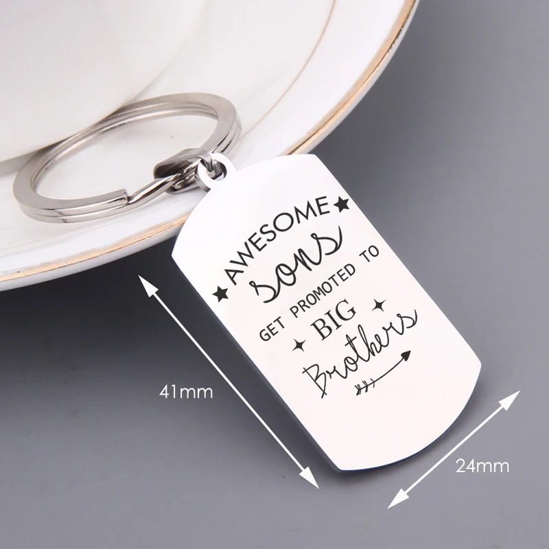 Именной буква брелок глубокая гравировка Awesome sons получить продвижение к big brothers