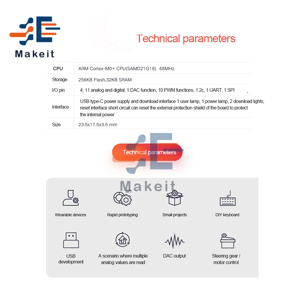 Макетный модуль микроконтроллера USB Type c Nano SAMD21 32 бит 48 МГц Cortex M0 XIAO для смарт часов