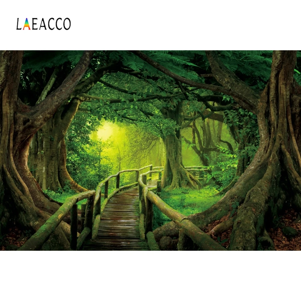 Laeacco фоны для фотосъемки с изображением джунглей и леса большие деревья луг