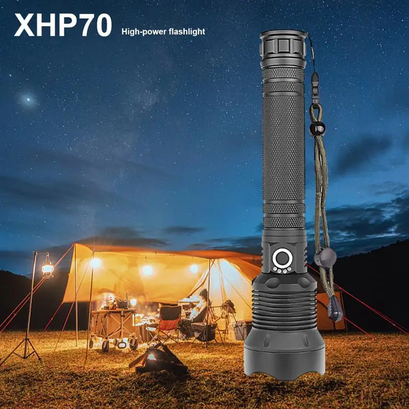 Фонарик XHP70 высокой мощности перезаряжаемый светодиодный фонарь с фокусировкой