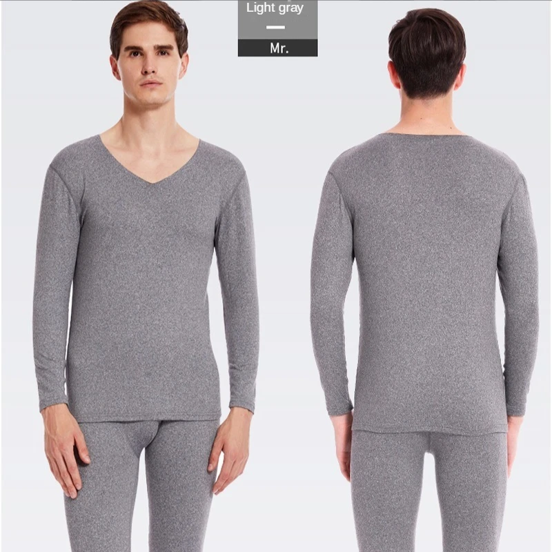 Men Brand Thermal Underwear Sets Men Gray Black Warm Casual Underwear High Stretch Long Johns Set Old Mens Thermal Pajamas 4XL