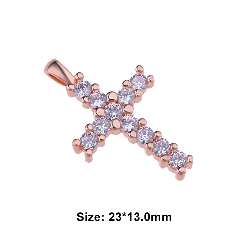 Rose Gold Juya Micro Pave Циркон Религиозная Христианская подвеска в форме Креста для ручной работы Иисуса христианского браслеты Изготовление ювелирных ожерелий - Окраска металла: Rose Gold
