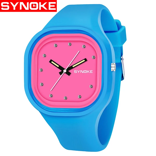 blue Strap pink SYNOKE, студенческие красочные Водонепроницаемый спортивные часы Для мужчин брендовая Для женщин уникальный силиконовый светодиодный цифровой Дата наручные часы - Цвет: blue Strap pink