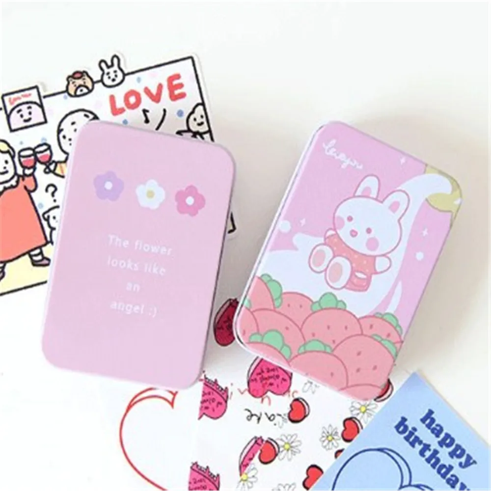 1 шт. Мини милый мультяшный жестяной металлический ящик для хранения Коробка