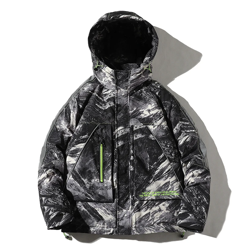 Covrlge Man Duck Down Jacket Light Thick Jackets Men's Hooded Fleece Jacket Ins Tooling Trend Big Pocket Down Jacket Men MWY036