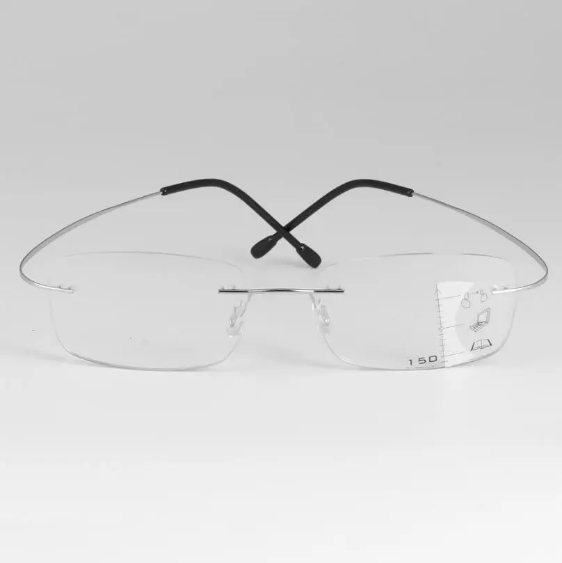 Очки для чтения без оправы с умным зумом титановые прогрессивные очки мужчин и