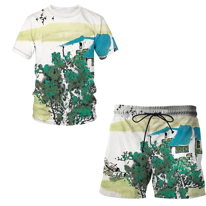 Мужской пляжный комплект летняя рубашка с коротким рукавом и шорты | Мужская