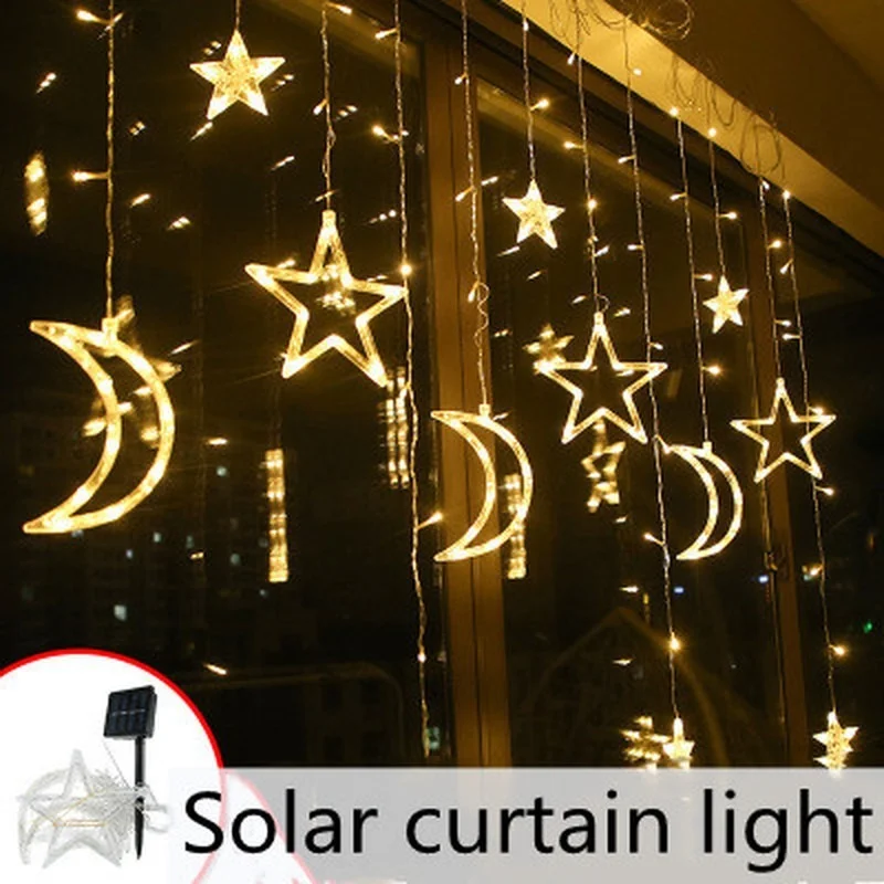 

Christmas lights led Curtain light garland star moon decor for home Fairy solar led Lights Outdoor/Indoor Festival String Light