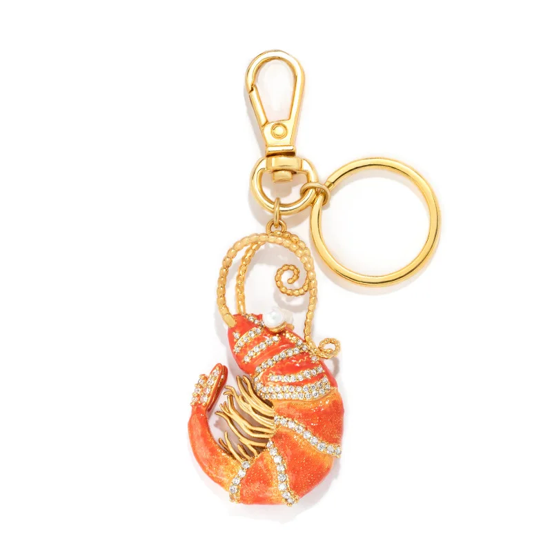 

Enamel Personality Trend Taste Prawn Keychain Pendant Creative Gift Small Pendant Men and Women Car Decoration Bag Accessories