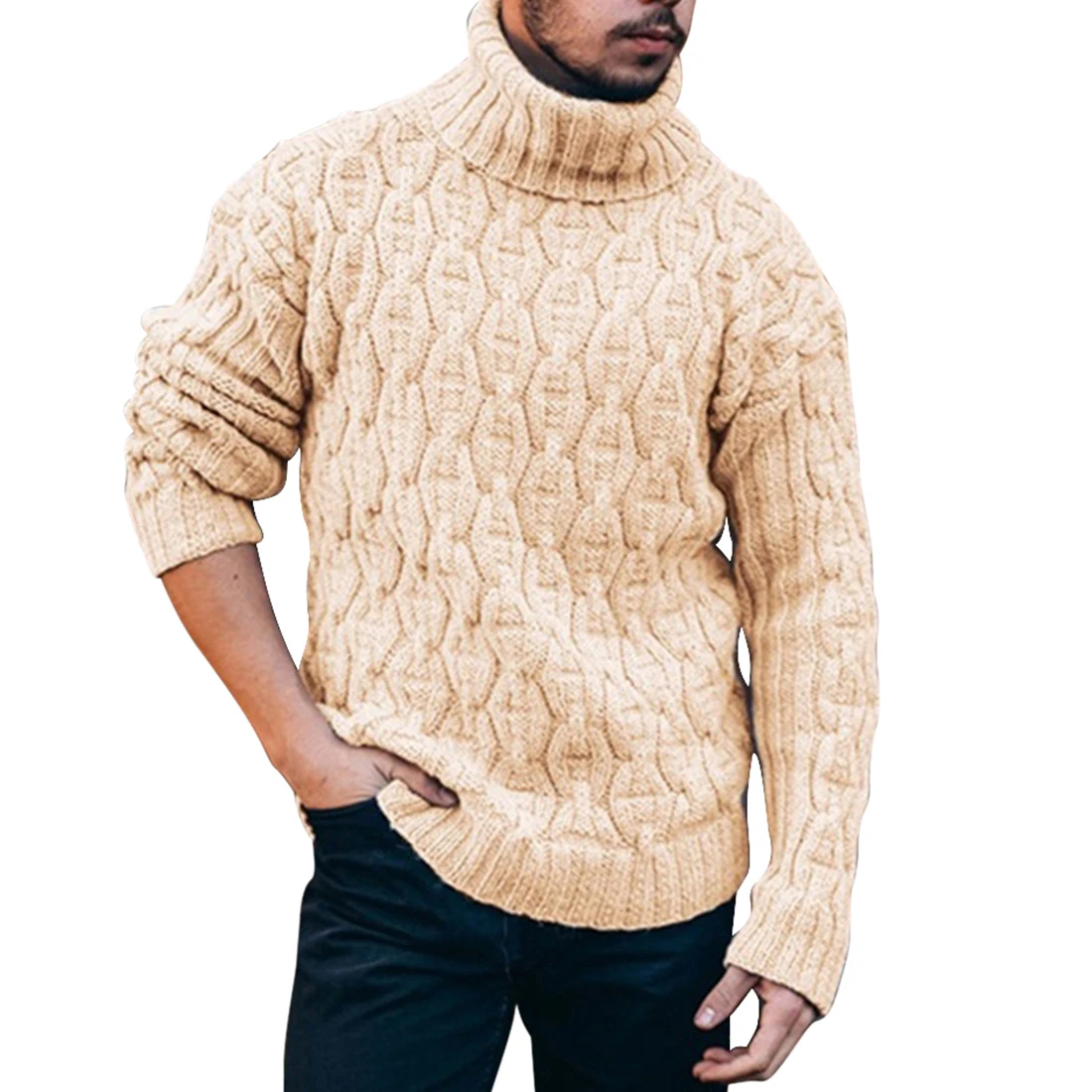

2020 Mens Sweater Turtleneck Thick Warm Mens Sweaters Wool Pullover High Turtle Neck Casual Solid Fashion Sweter